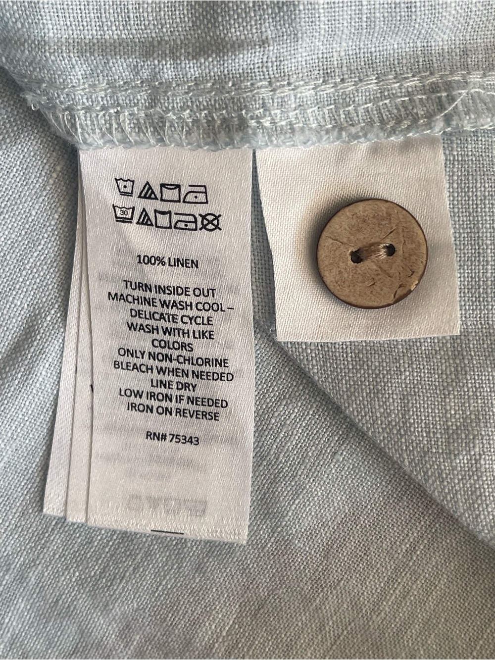 Nicole Miller 100% Linen -L- Light Blue Sleeveless V-Neck Linen Dress/Tunic - Picture 9 of 11